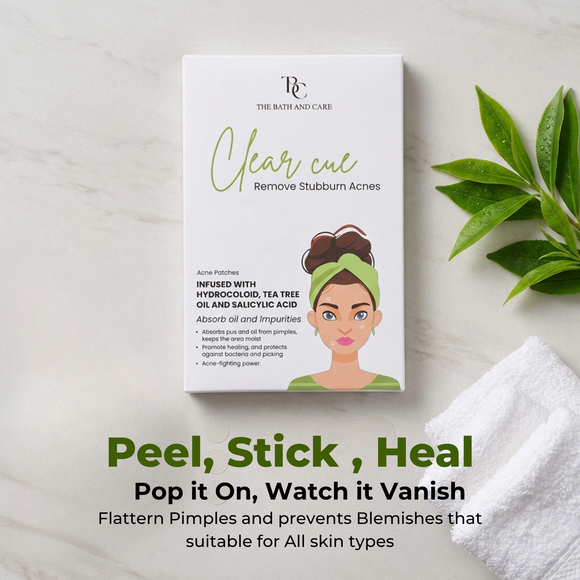Clear Cue Acne Patches – Overnight Pimple Solution with Hydrocolloid Technology The Bath and Care