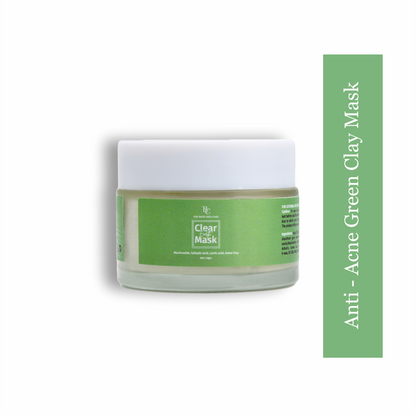 Clear Earth Glow -Green Clay Facial Mask for Anti Acne, Glow, Oil Balance & Gentle Detox for All Skin Types The Bath and Care