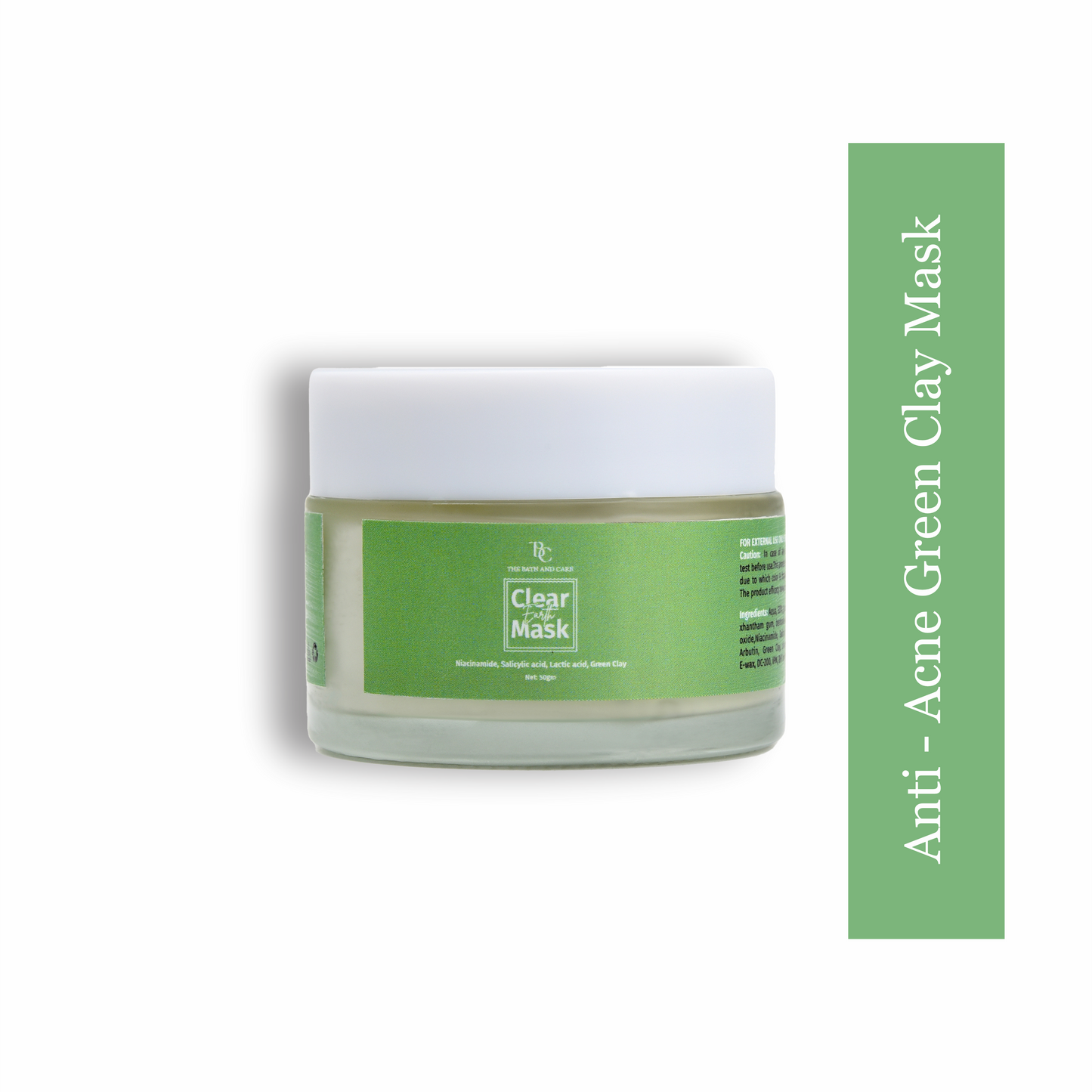 Clear Earth Glow -Green Clay Facial Mask for Anti Acne, Glow, Oil Balance & Gentle Detox for All Skin Types The Bath and Care