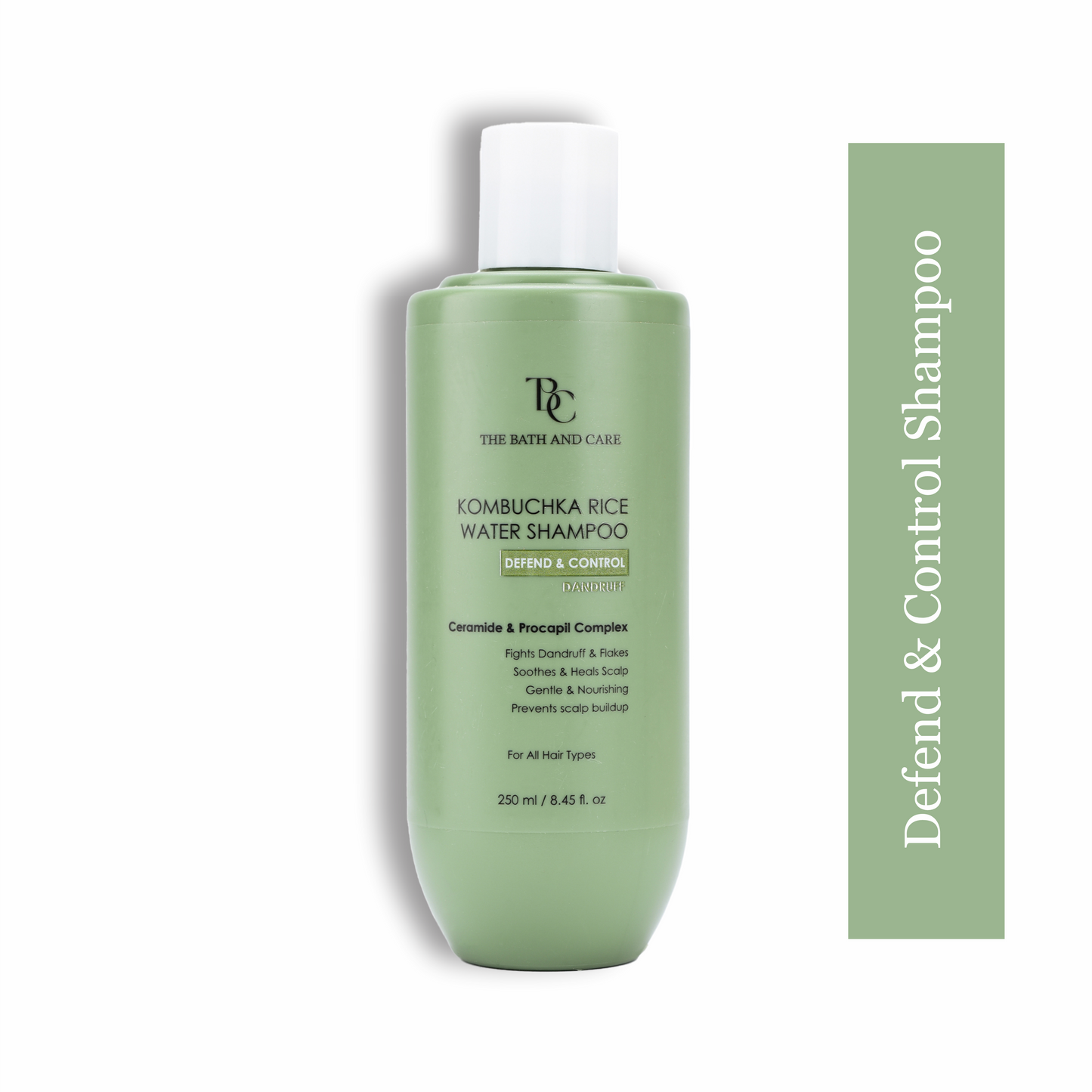 Kombuchka Rice Water Shampoo - Defend and Control Hair Shampoo for Dandruff, Flaky Scalp & Frizz Control, Biotin & Oryza Sativa Rice Extracts The Bath and Care