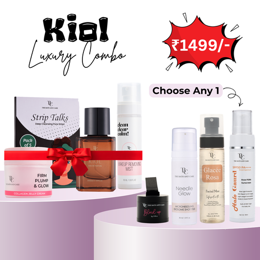 1 Kiol + 1 Nose Strip + 1 Collagen Jelly + 1 Makeup Remover Mist + 1 Best Seller @ 1499/- The Bath and Care