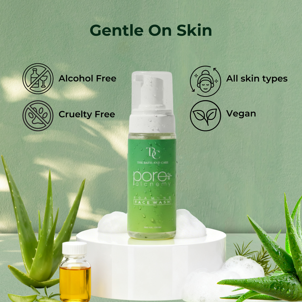 Oil Control Foaming Face Wash with Tea Tree Extract for Pore Minimizing The Bath and Care