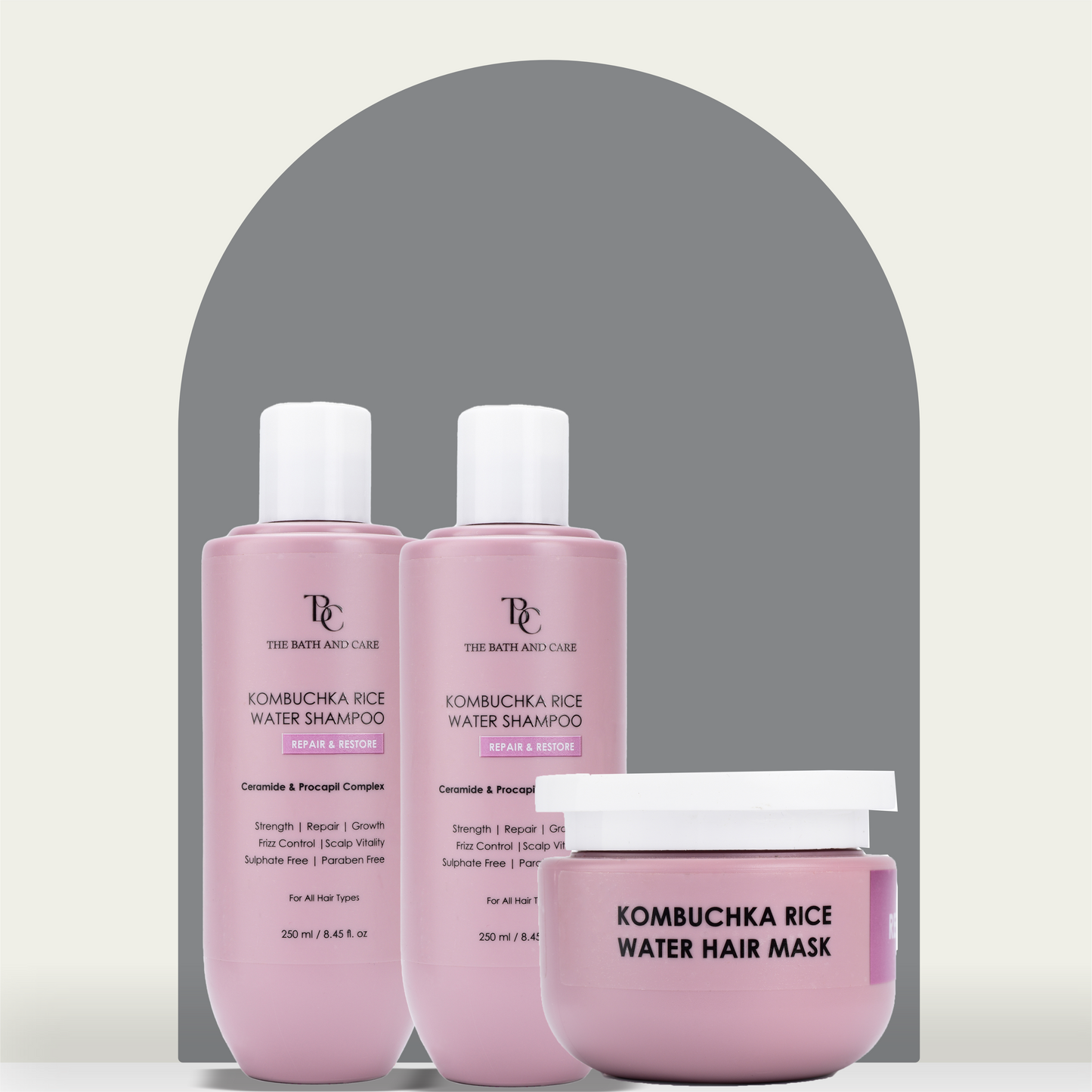 COMBO OF 2 KOMBUCHKA RICE WATER SHAMPOO & 1 MASK– REPAIR & RESTORE The Bath and Care