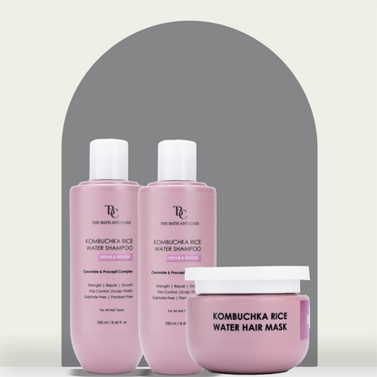 COMBO OF 2 KOMBUCHKA RICE WATER SHAMPOO & 1 MASK– REPAIR & RESTORE The Bath and Care