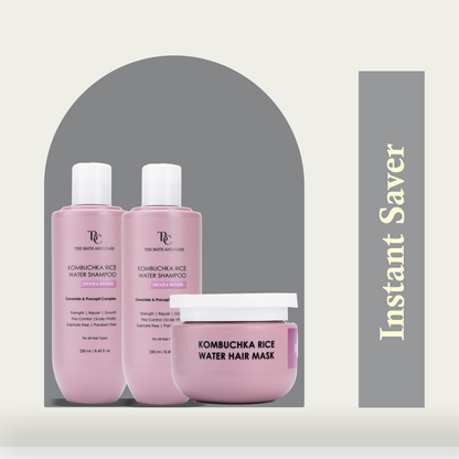 COMBO OF 2 KOMBUCHKA RICE WATER SHAMPOO & 1 MASK– REPAIR & RESTORE The Bath and Care