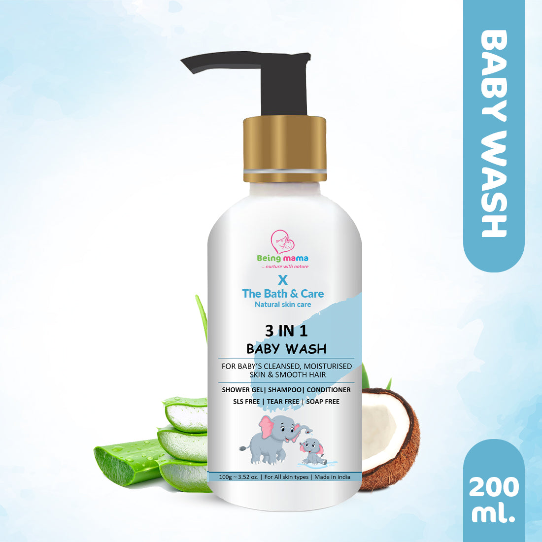 Baby 3-in-1 Wash with Goodness of Aloe Vera and Coconut Oil | Beingmama | TBC-The Bath and Care My Store