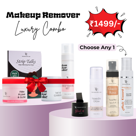 1 Makeup Remover Balm+ 1 Nose Strip + 1 Collagen Jelly + 1 Makeup Remover Mist + 1 Best Seller @ 1499/- The Bath and Care