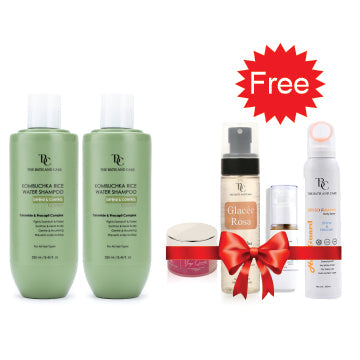 Buy 2 Green Shampoo and Get Collagen Toner + Acne Away Gel + Yoga Quench + Sunspray Free The Bath and Care