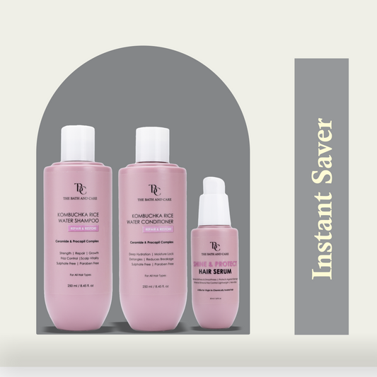 KOMBUCHKA RICE WATER REPAIR & RESTORE Hair Shampoo + Conditioner + Serum The Bath and Care