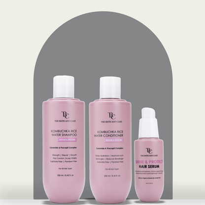 KOMBUCHKA RICE WATER REPAIR & RESTORE Hair Shampoo + Conditioner + Serum The Bath and Care