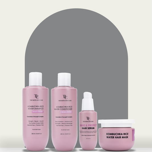 KOMBUCHKA RICE WATER REPAIR & RESTORE Hair Shampoo + Conditioner + Serum + Mask The Bath and Care
