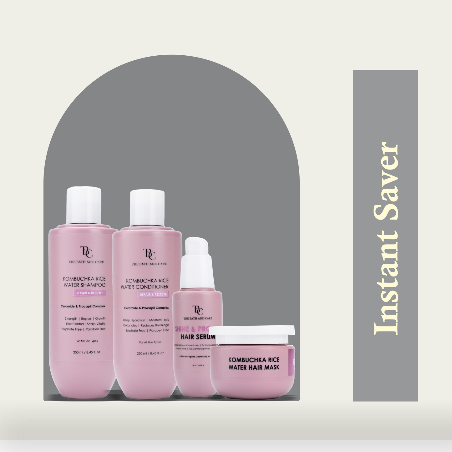 KOMBUCHKA RICE WATER REPAIR & RESTORE Hair Shampoo + Conditioner + Serum + Mask The Bath and Care