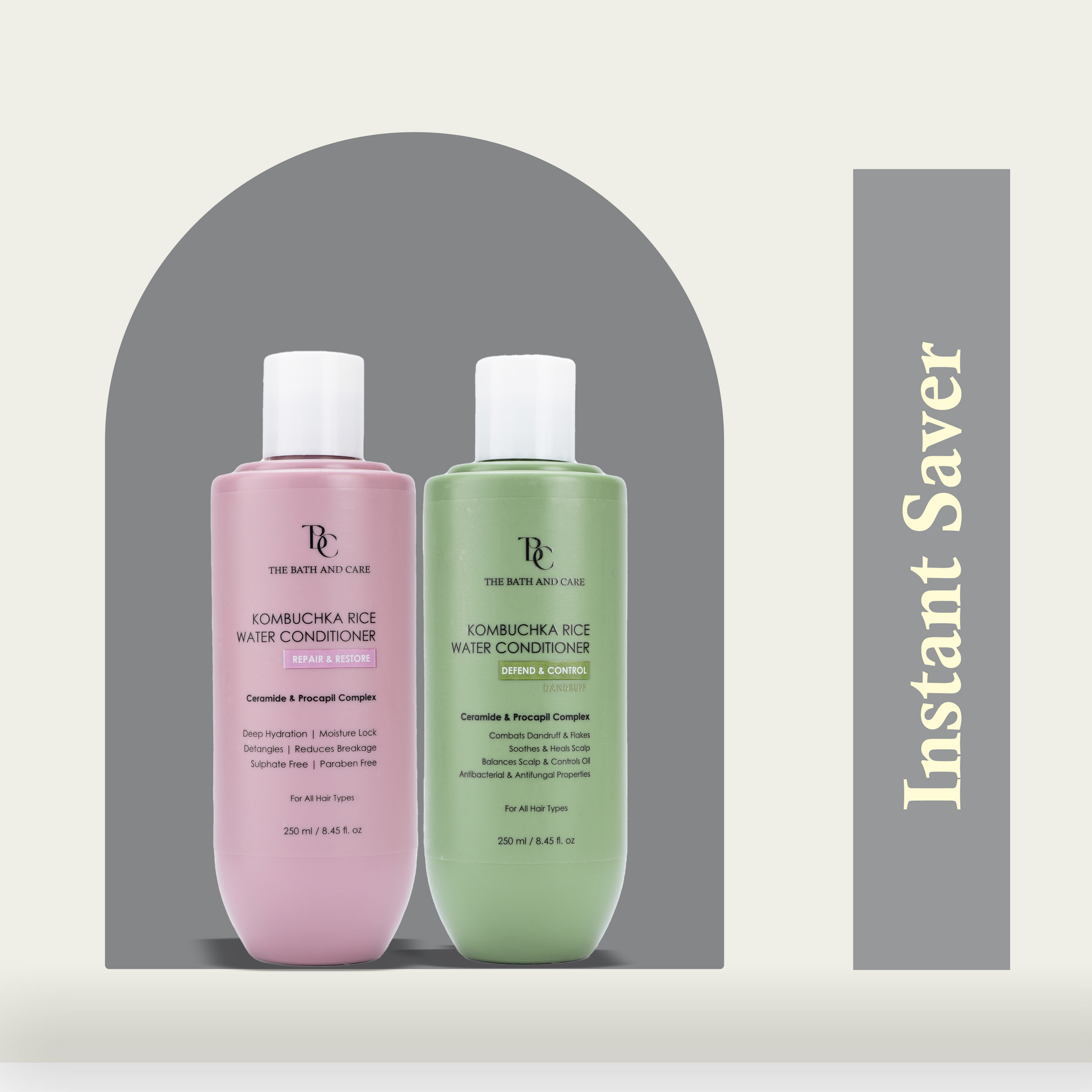 KOMBUCHKA RICE WATER REPAIR & RESTORE Hair Conditioner + DEFEND AND CONTROL Hair Conditioner The Bath and Care