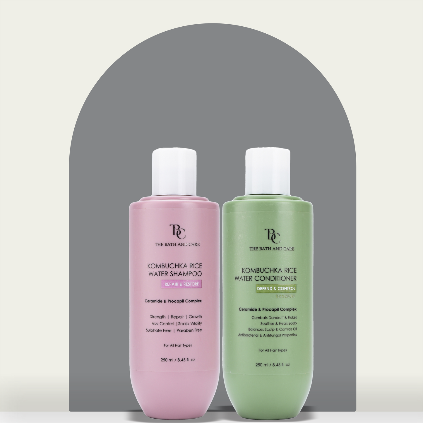 KOMBUCHKA RICE WATER REPAIR & RESTORE Hair Shampoo + DEFEND AND CONTROL Hair Conditioner The Bath and Care