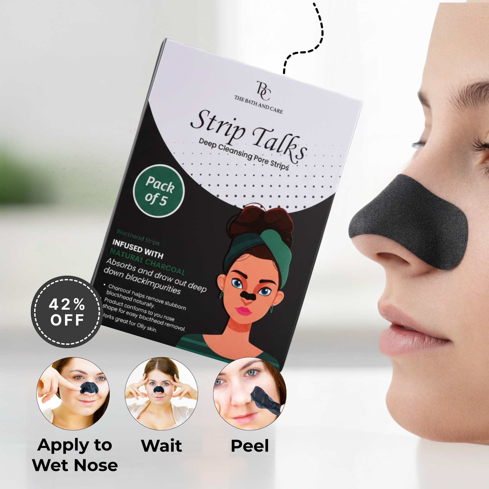 Deep Cleansing Charcoal Nose Strips - Nose Blackheads & Pores Remover - Strip Talks The Bath and Care
