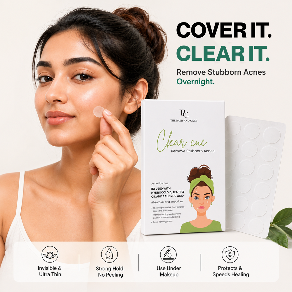 Clear Cue Acne Patches â€“ Overnight Pimple Solution with Hydrocolloid Technology The Bath and Care