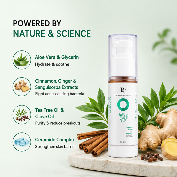 Acne Away Gel â€“ Anti Acne Face Gel with Aloe Vera, Tea Tree, Clove Oil, Peptides & Ceramides The Bath and Care