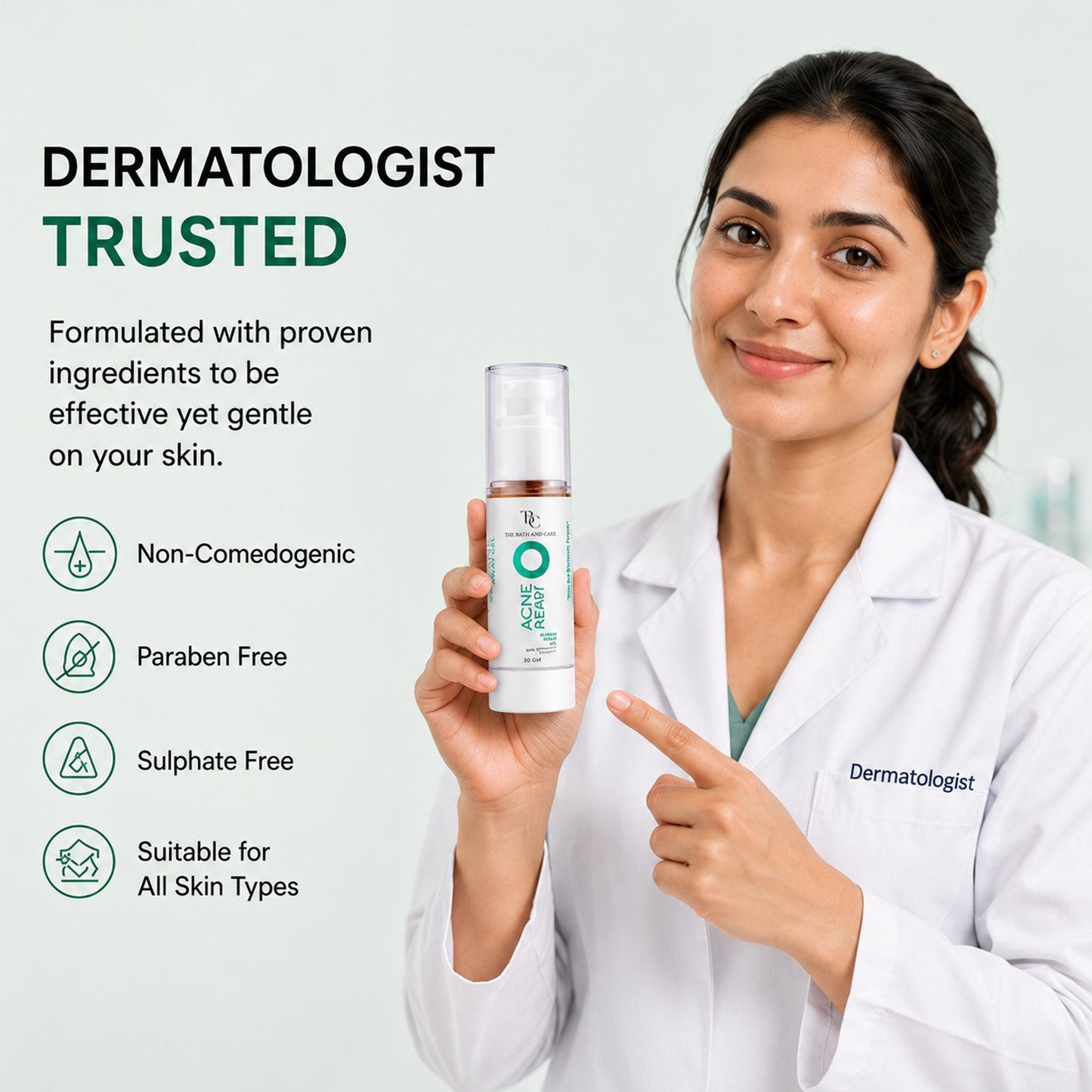 Acne Away Gel â€“ Anti Acne Face Gel with Aloe Vera, Tea Tree, Clove Oil, Peptides & Ceramides The Bath and Care