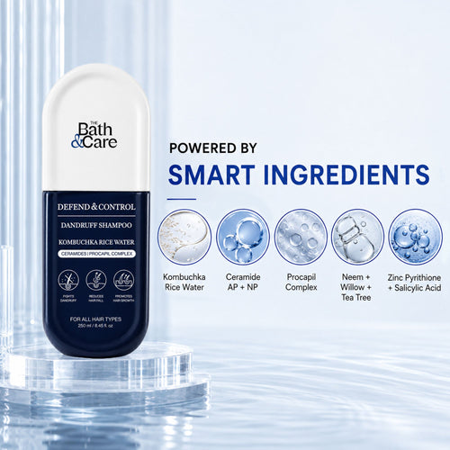 Kombuchka Rice Water Shampoo - Defend and Control Hair Shampoo for Dandruff, Flaky Scalp & Frizz Control, Biotin & Oryza Sativa Rice Extracts The Bath and Care