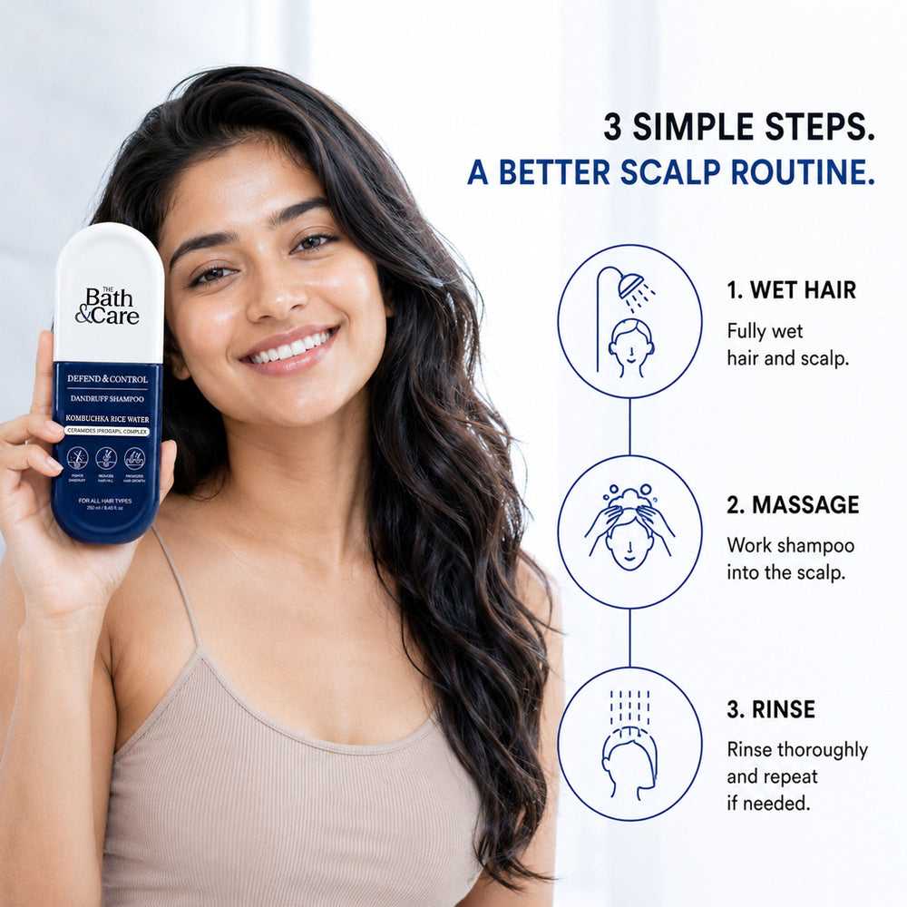 Kombuchka Rice Water Shampoo - Defend and Control Hair Shampoo for Dandruff, Flaky Scalp & Frizz Control, Biotin & Oryza Sativa Rice Extracts The Bath and Care