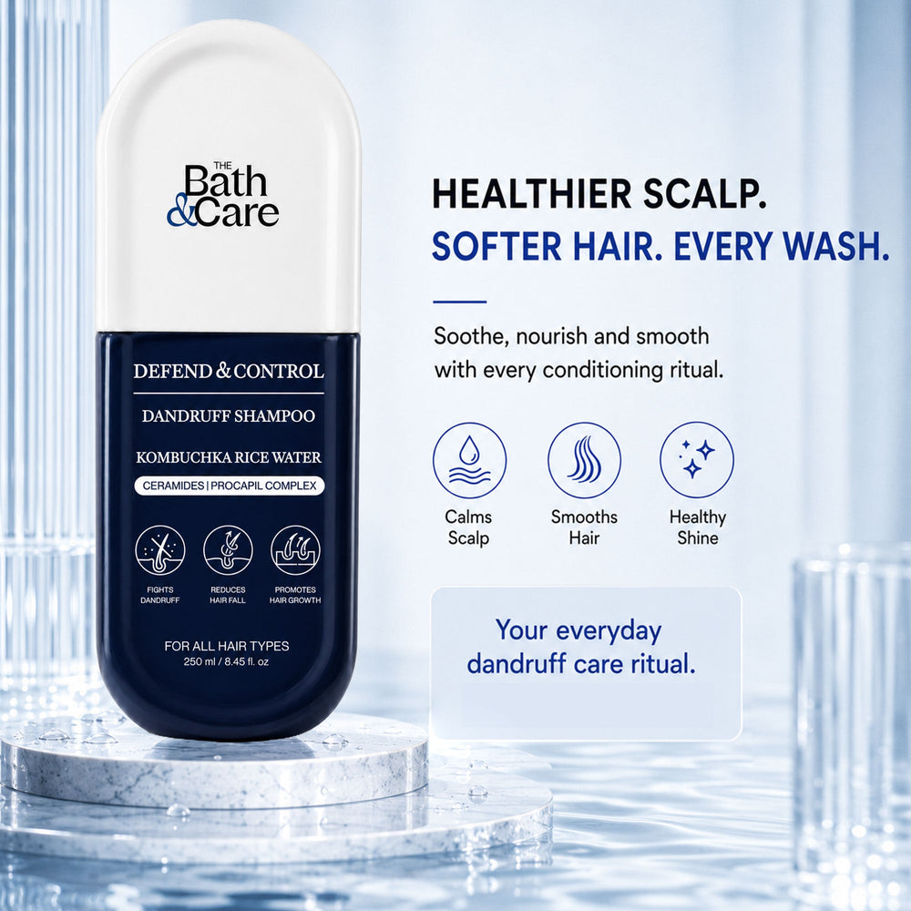 Kombuchka Rice Water Shampoo - Defend and Control Hair Shampoo for Dandruff, Flaky Scalp & Frizz Control, Biotin & Oryza Sativa Rice Extracts The Bath and Care