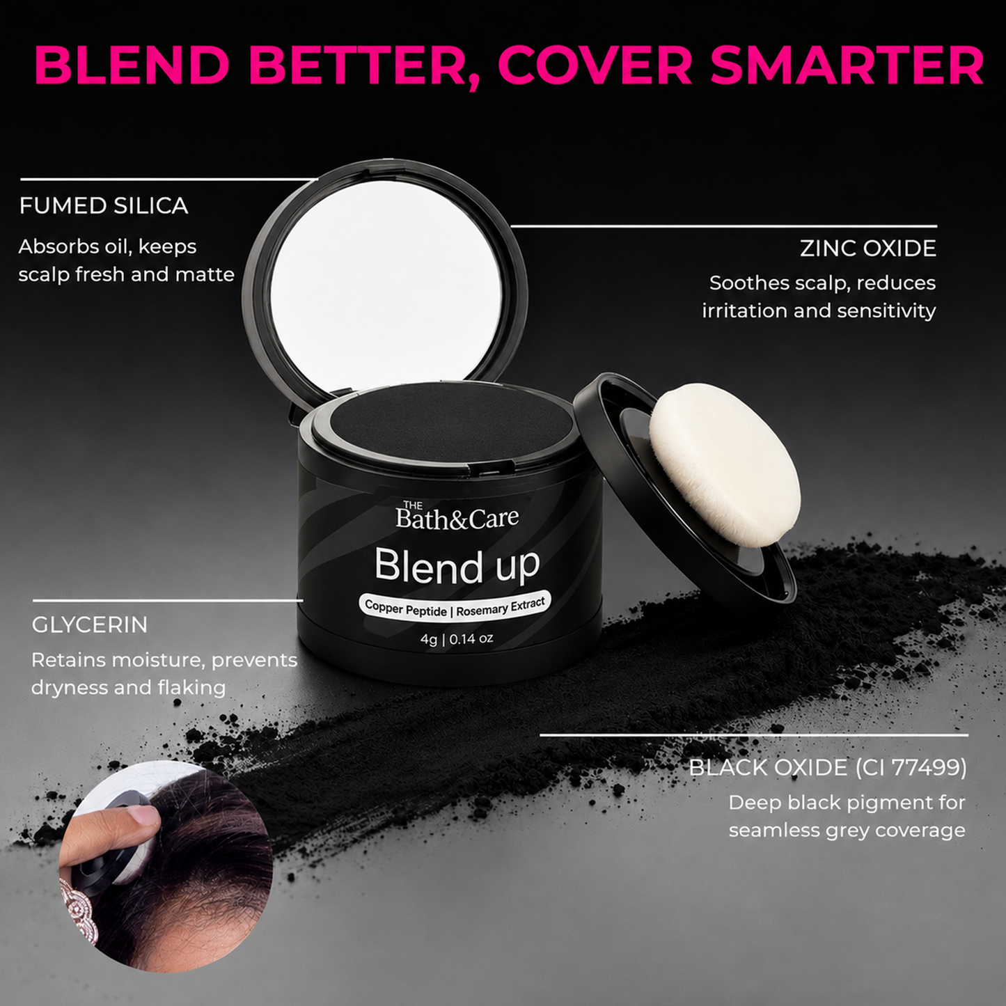 Blend Up - Hair Root Touch Up Powder, Covers Grey Hair, Roots & Bald Spots Instantly The Bath and Care