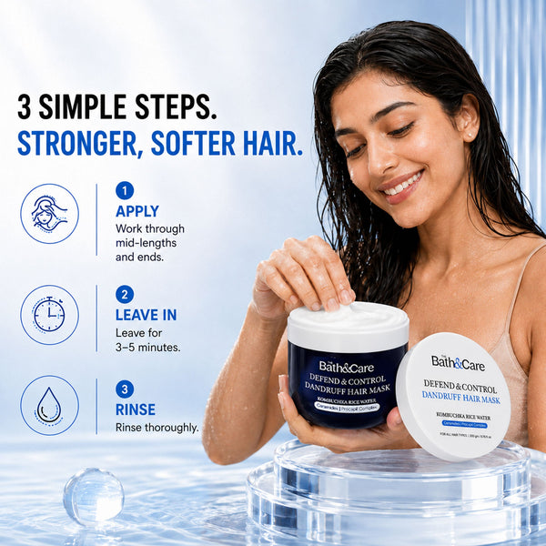 Kombuchka Rice Water Anti-Dandruff Hair Mask - Defend and Control - Reduces Flakes, and Promotes Healthy Hair Growth The Bath and Care