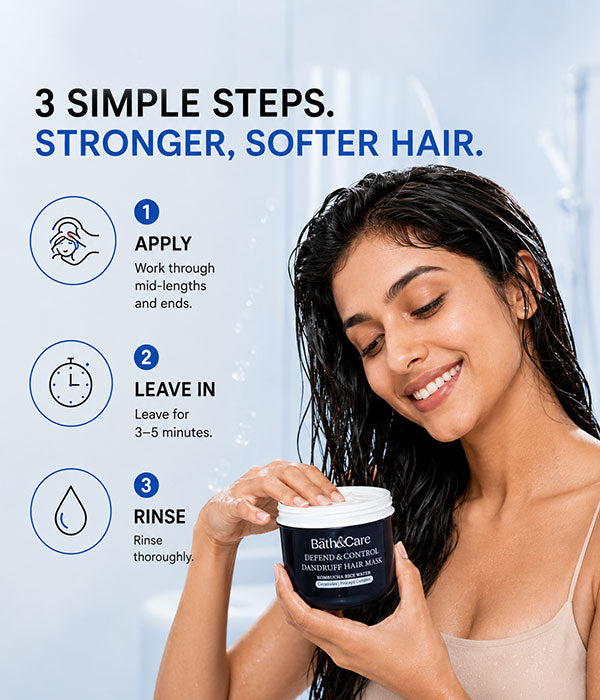 Rice Water Anti-Dandruff Hair Mask for Flaky & Oily Scalp – Reduces Dandruff, Scalp Flakes & Strengthens Hair | Kombuchka Defend & Control