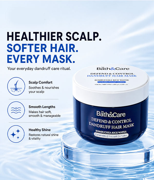 Rice Water Anti-Dandruff Hair Mask for Flaky & Oily Scalp – Reduces Dandruff, Scalp Flakes & Strengthens Hair | Kombuchka Defend & Control