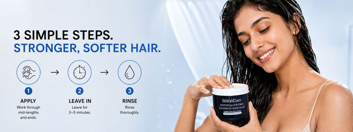 Rice Water Anti-Dandruff Hair Mask for Flaky & Oily Scalp – Reduces Dandruff, Scalp Flakes & Strengthens Hair | Kombuchka Defend & Control