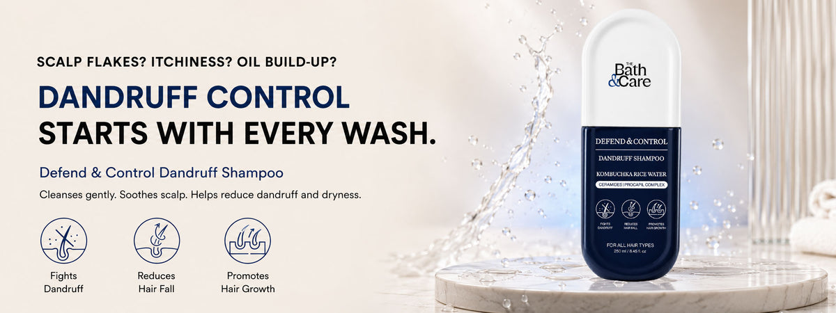 Rice Water Anti-Dandruff Shampoo for Dandruff, Flaky & Oily Scalp, Frizz Control and Stronger Hair with Biotin | Kombuchka Defend & Control