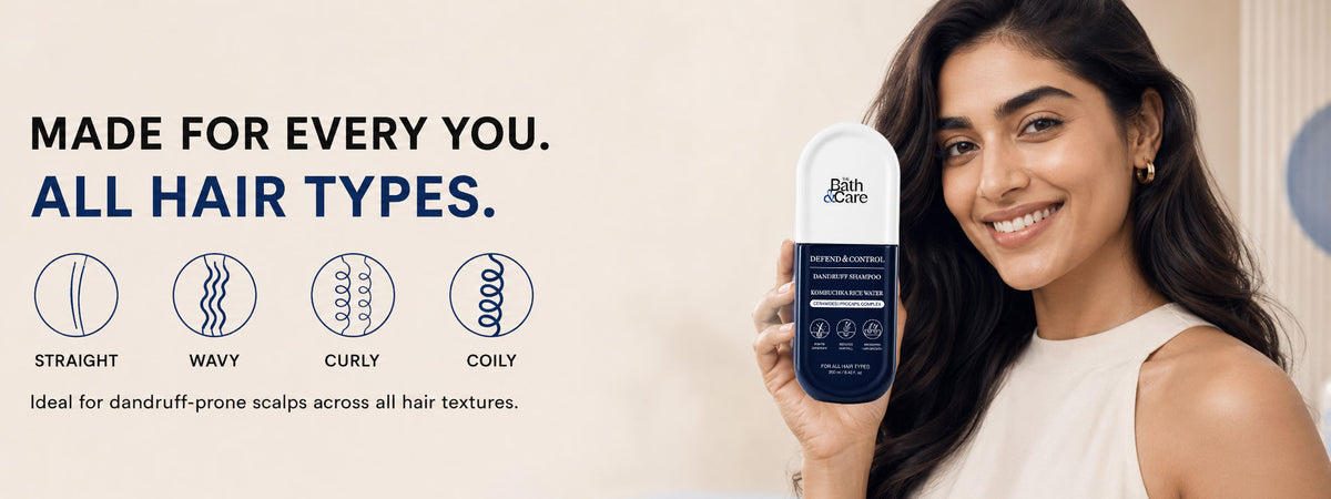 Rice Water Anti-Dandruff Shampoo for Dandruff, Flaky & Oily Scalp, Frizz Control and Stronger Hair with Biotin | Kombuchka Defend & Control