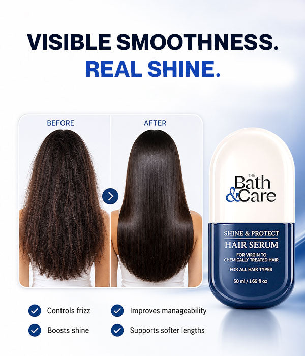 Shine & Protect Hair Serum for Frizzy, Dandruff-Prone Hair – Smooths, Adds Shine, Controls Frizz & Leaves Hair Silky