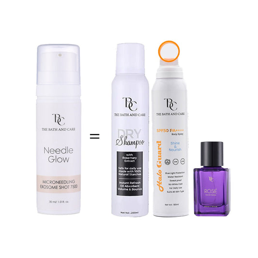 Buy Needle Glow & Get Dry Shampoo & Halo Guard Sun Spray & Rosie Perfume FREE The Bath and Care
