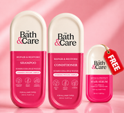 Rice Water Hair Care Combo for Dry & Damaged Hair – Repair Shampoo, Conditioner + Get Free Anti-Frizz Hair Serum | Kombuchka Repair & Restore