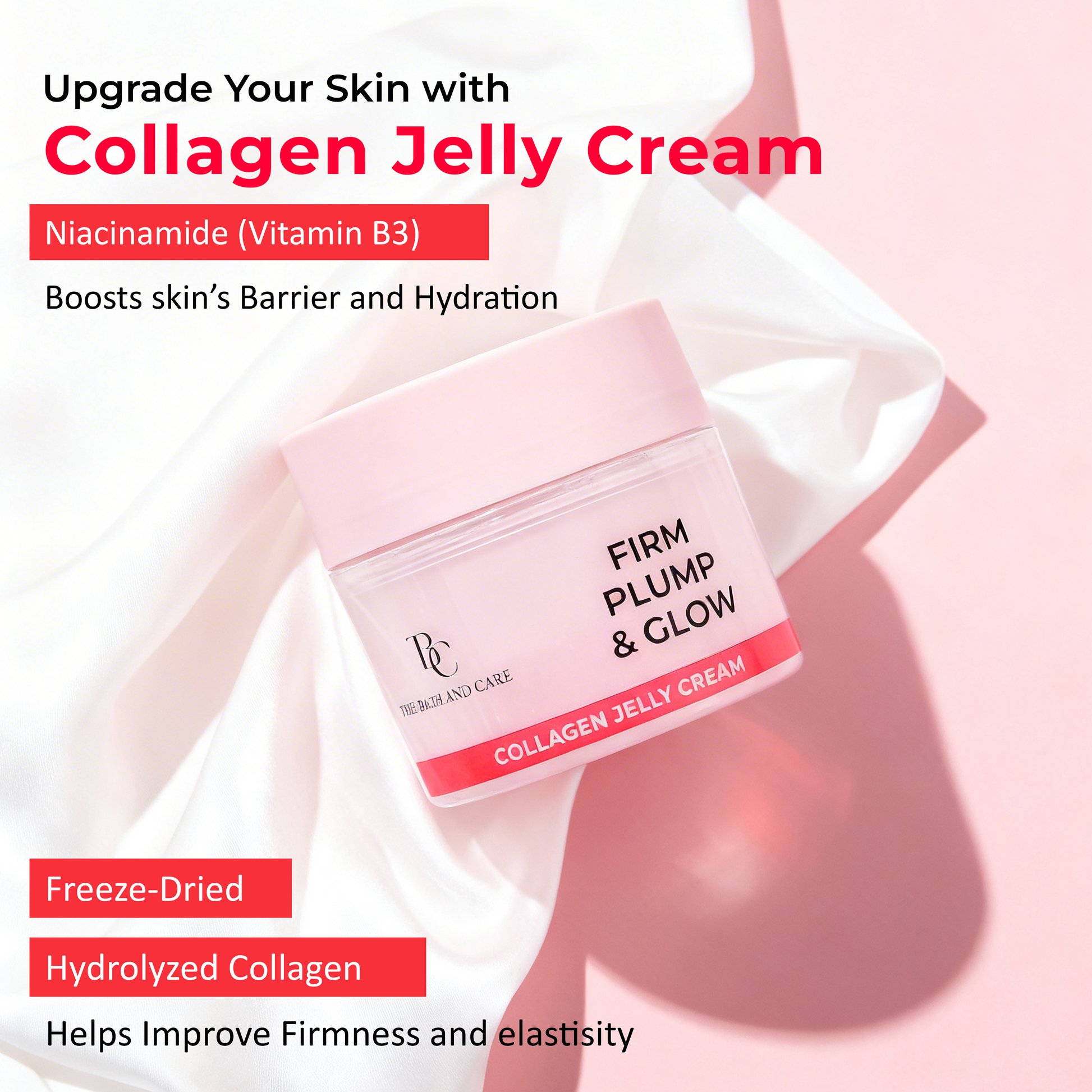 Firm Plump & Glow - Collagen Jelly Cream with Peptides, Caffeine & Moringa for Firm Glowing Skin | 100g The Bath and Care