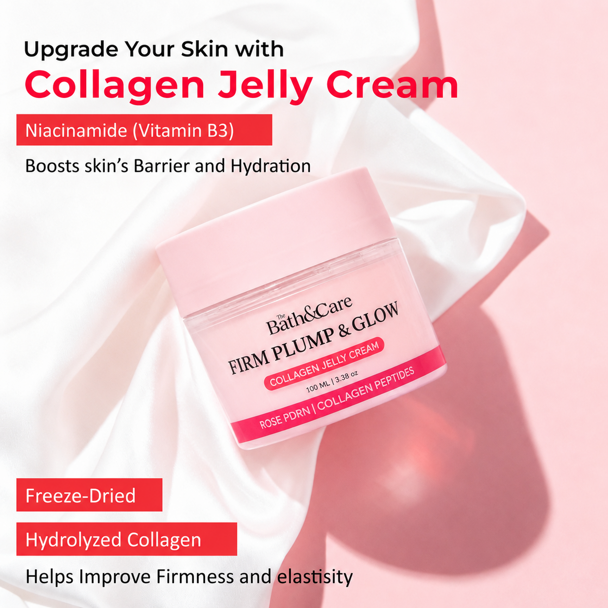 Firm Plump & Glow - Collagen Jelly Cream with Peptides, Caffeine & Moringa for Firm Glowing Skin | 100g The Bath and Care