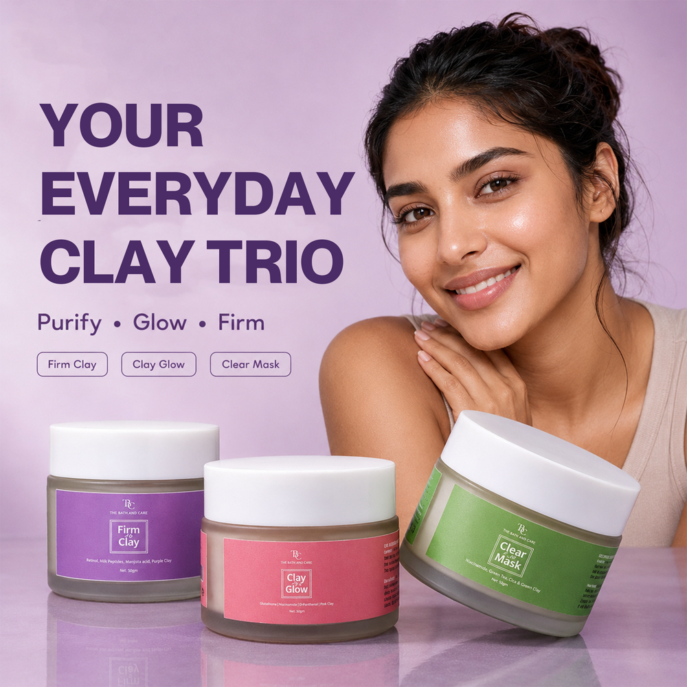 Pack of Pink, Green & Purple Clay Mask The Bath and Care