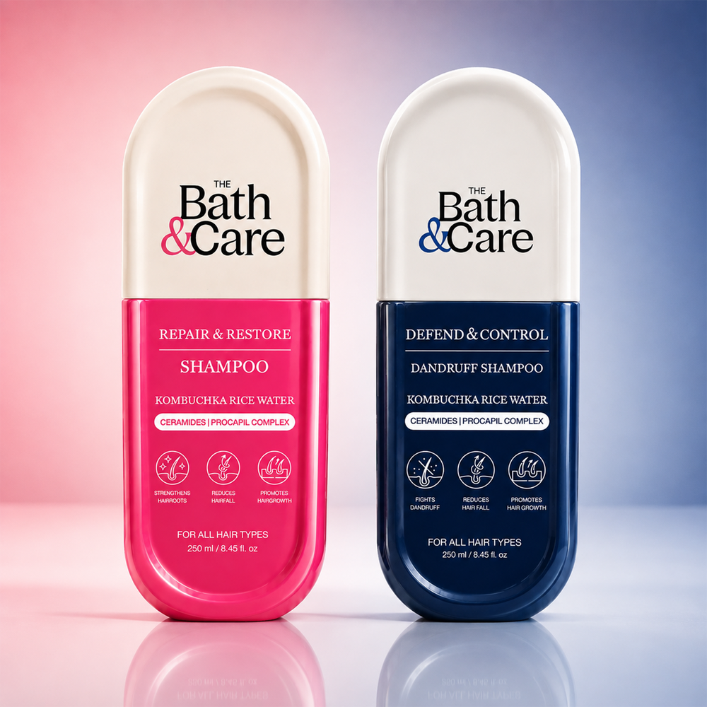 KOMBUCHKA RICE WATER REPAIR & RESTORE Hair Shampoo + DEFEND AND CONTROL Hair Shampoo The Bath and Care