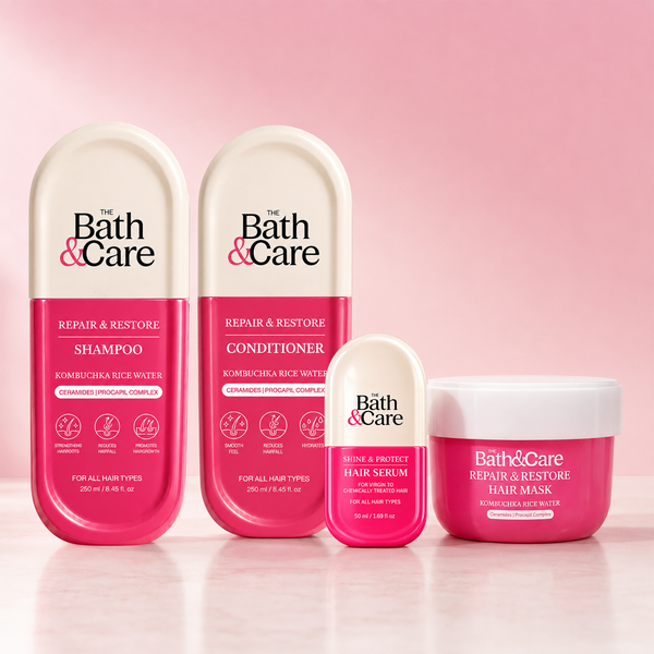 KOMBUCHKA RICE WATER REPAIR & RESTORE Hair Shampoo + Conditioner + Serum + Mask The Bath and Care