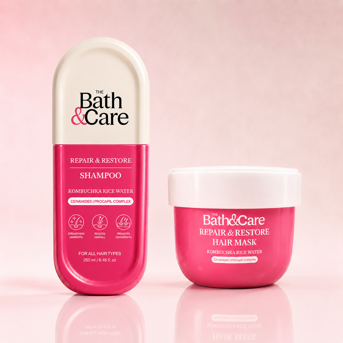 KOMBUCHKA RICE WATER REPAIR & RESTORE Hair Shampoo + Mask The Bath and Care