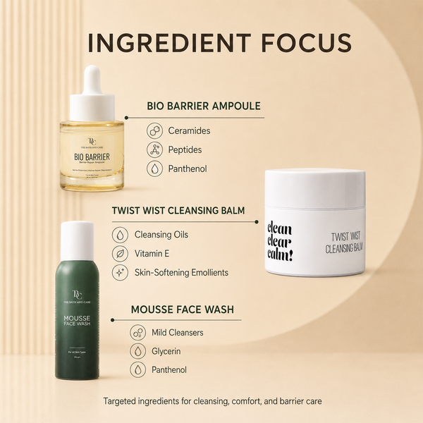 Makeup Remover Balm + Mousse Face Wash + Bio Barrier Ampoule The Bath and Care