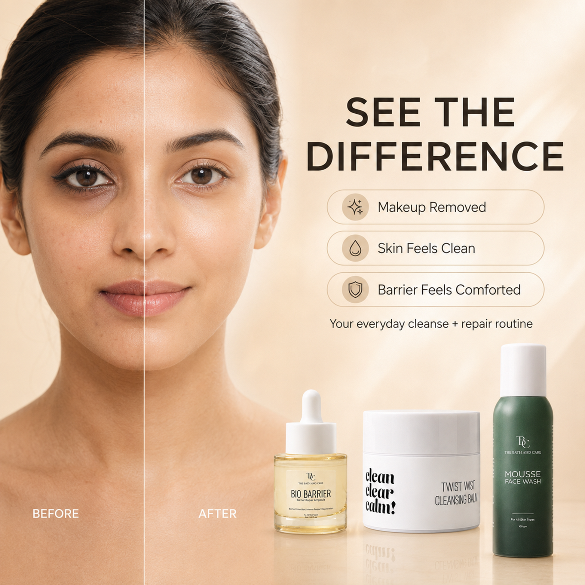 Makeup Remover Balm + Mousse Face Wash + Bio Barrier Ampoule The Bath and Care
