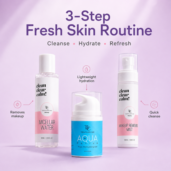 Makeup Remover Mist + Micellar Water + Aqua Revive Moisturiser Gel The Bath and Care