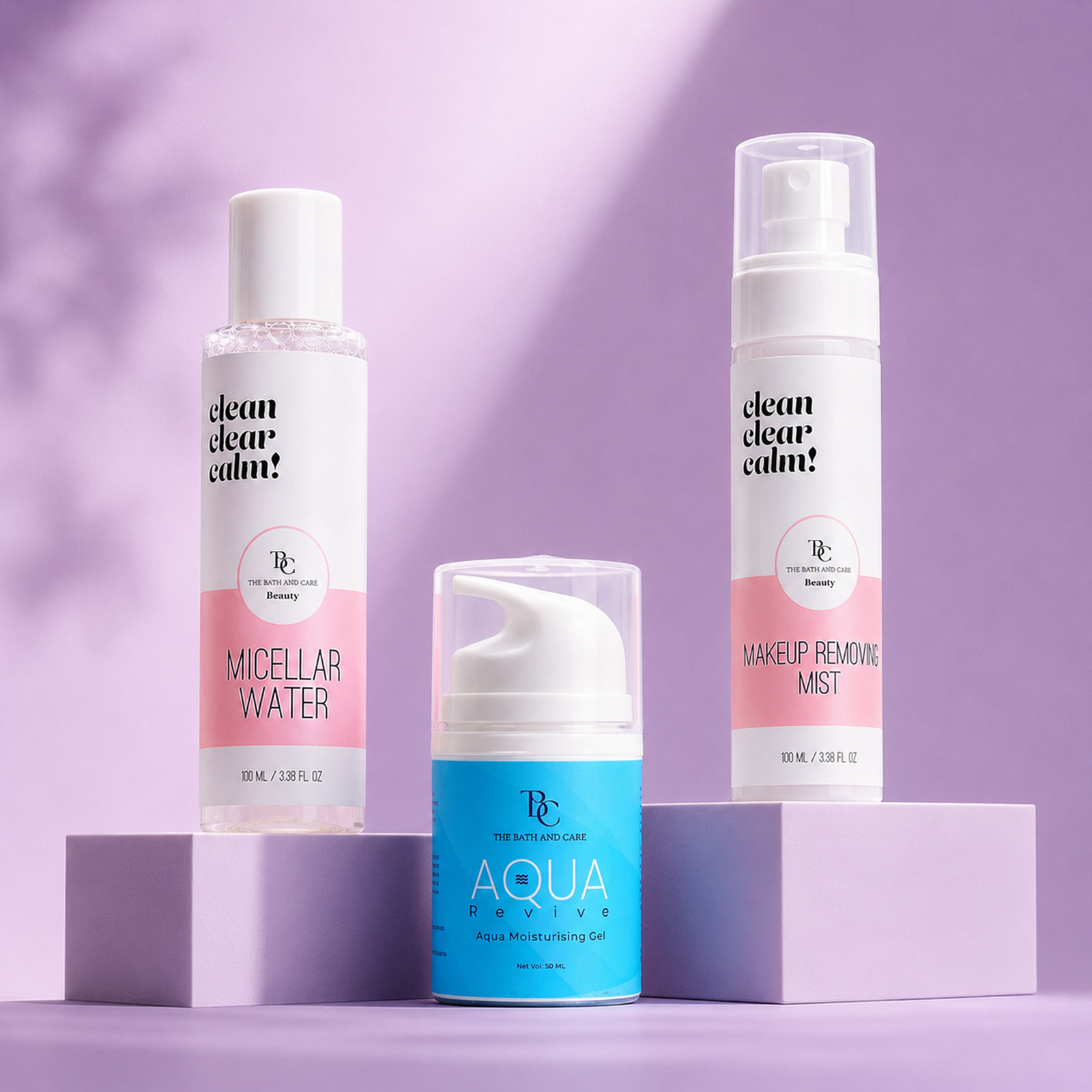 Makeup Remover Mist + Micellar Water + Aqua Revive Moisturiser Gel The Bath and Care