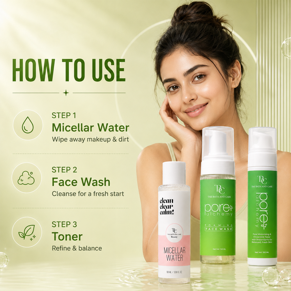 Micellar Water + Pore Alchemy Face Wash + Pore Alchemy Toner The Bath and Care