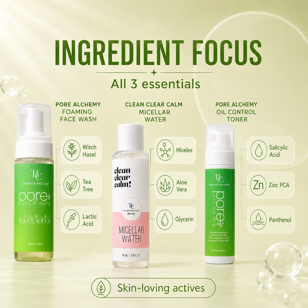 Micellar Water + Pore Alchemy Face Wash + Pore Alchemy Toner The Bath and Care