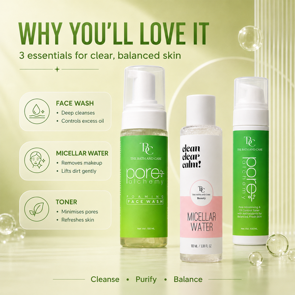 Micellar Water + Pore Alchemy Face Wash + Pore Alchemy Toner The Bath and Care