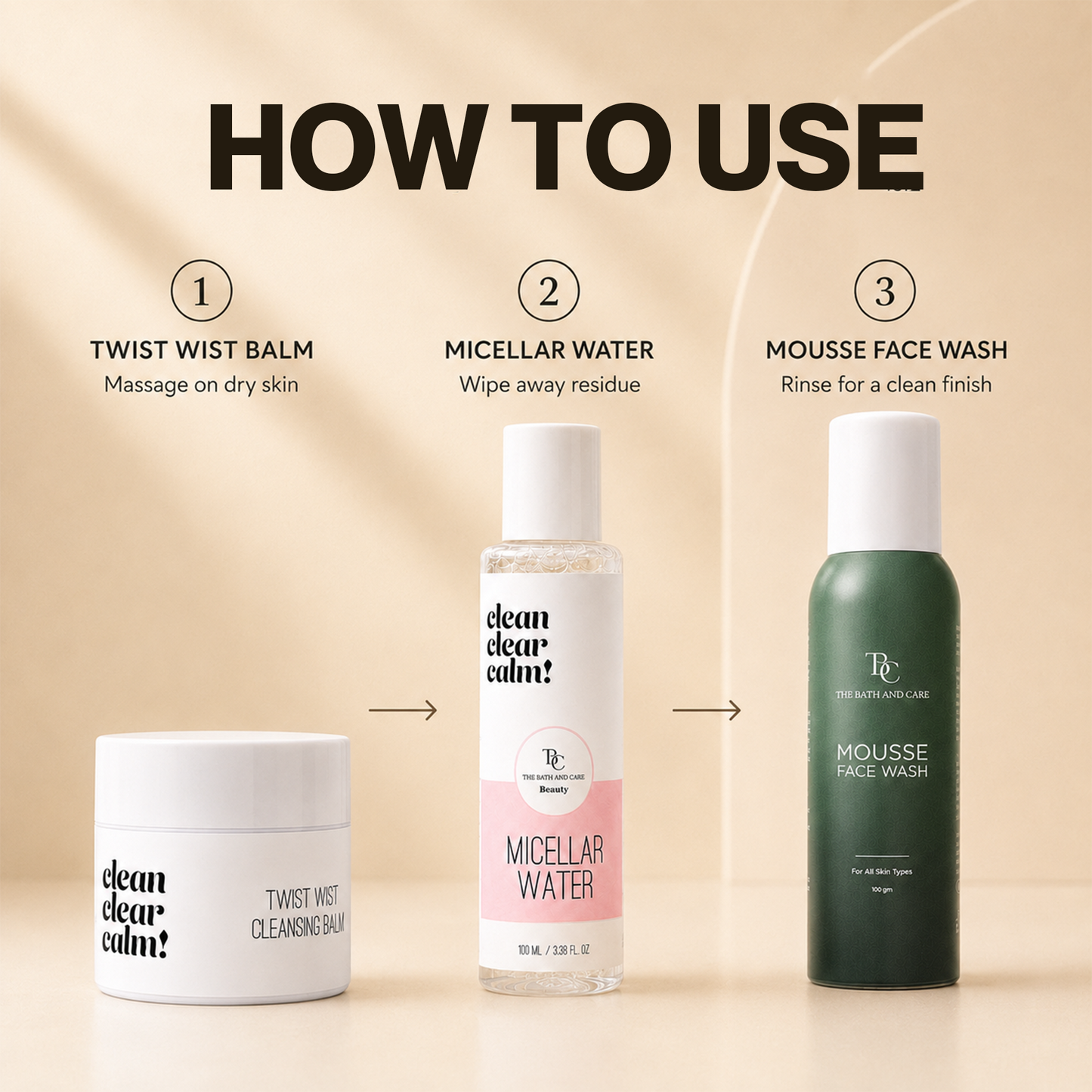 Makeup Remover Balm + Micellar Water + Mousse Face Wash The Bath and Care