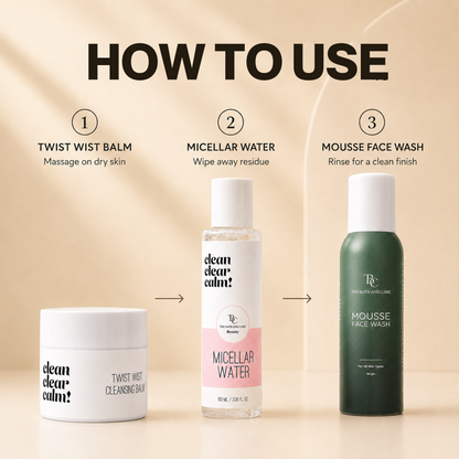 Makeup Remover Balm + Micellar Water + Mousse Face Wash The Bath and Care